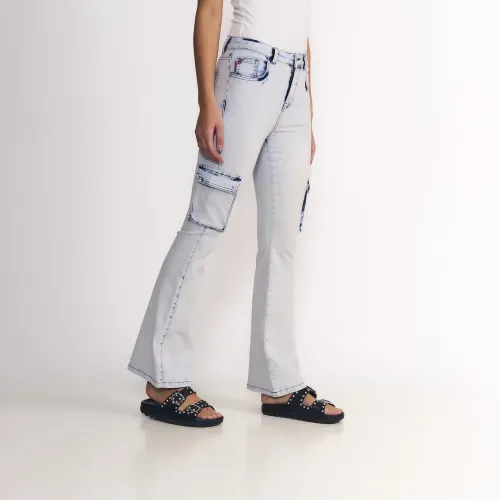 Jeans Mujer Polly Cargo Tiro Ultra Alto Light Blue