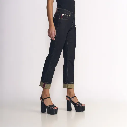 Jeans Mujer Recta Tiro Medio Raw Turn Up