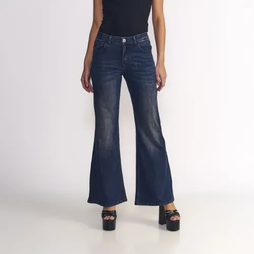 Jeans Mujer Patte Déph Tiro Medio Dark Blue
