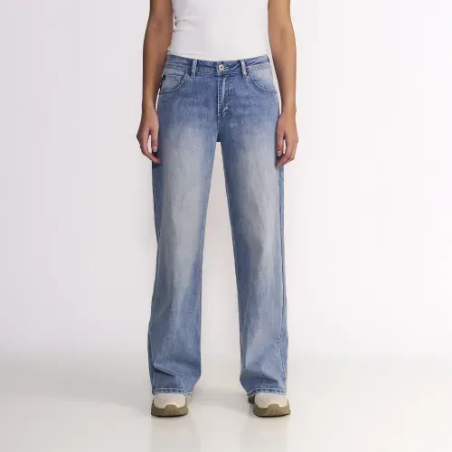 Jeans Mujer Wide Leg Tiro Alto Caido light blue