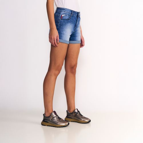 Short Mujer Recta Basta Turn Up Med-Light Blue