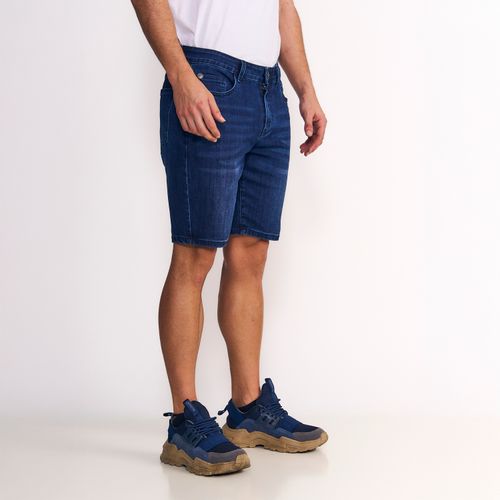 Short Denim Hombre Bob Tiro Alto Dark Blue