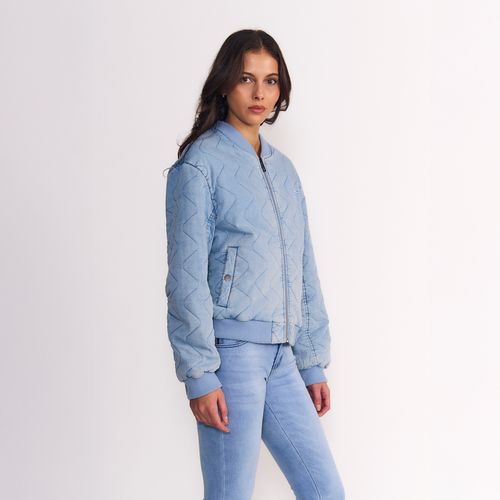 Chaqueta Mujer Bomber Wave Quilt Light Blue