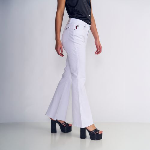 Pantalon Color Mujer Extra Polly Tiro Ultra Alto Blanco
