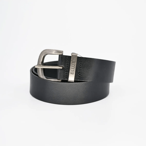 Cinturón de Cuero para Hombre con Hebilla Curva y Pasador con Logo Ellus