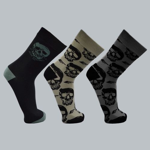 Pack de 3 calcetines, jacquard calavera