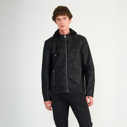 Chaqueta Pu Hombre Hood negro