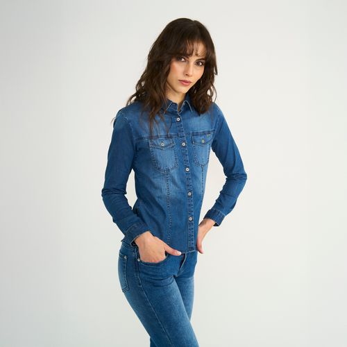 Blusa Manga Larga Denim Mujer
