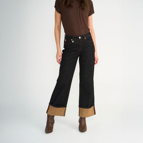 Jeans Ellus Mujer Wide Raw Castaño Turn Up