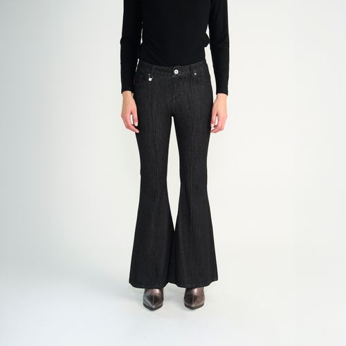 Jeans Ellus Mujer Skinny Flare Raw Negro Alforza