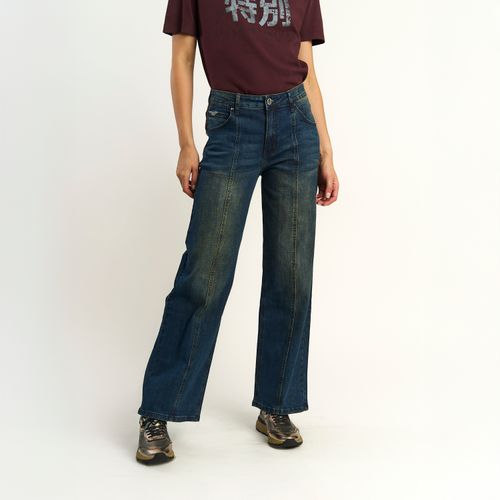 Jeans Ellus Mujer Wide Azul Oil Ring Darts