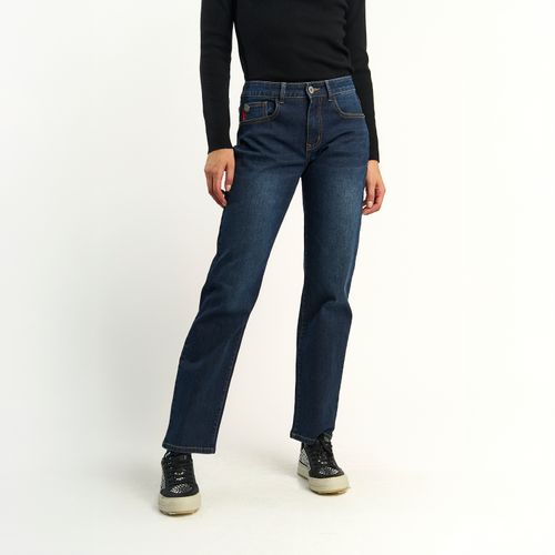 Jeans Ellus Mujer Relaxed Tiro Alto Caido Azul Oscuro