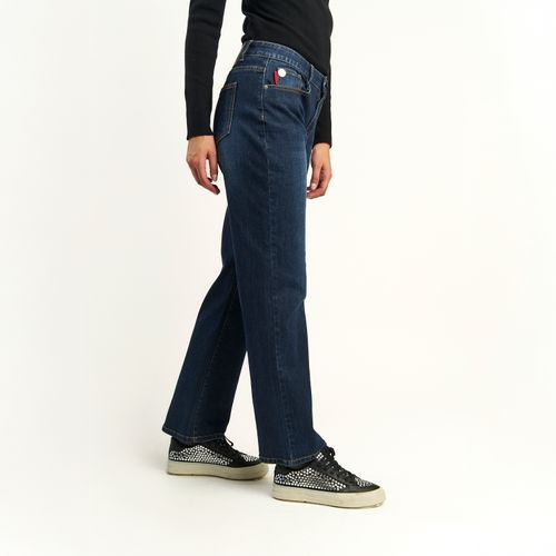 Jeans Ellus Mujer Relaxed Tiro Alto Caido Azul Oscuro
