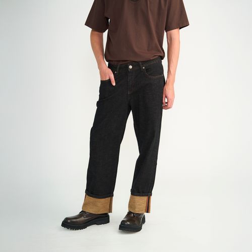 Jeans Ellus Hombre Wide Raw Castaño Turn Up