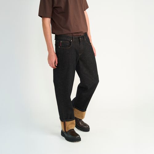 Jeans Ellus Hombre Wide Raw Castaño Turn Up