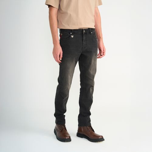 Jeans Ellus Hombre Slim Bordado Negro Oil Ring