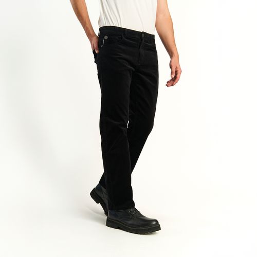 Pantalón Ellus Hombre Cotelé Straight Tiro Medio Color Negro