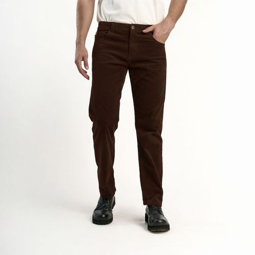 Pantalón Ellus Hombre Cotelé Straight Tiro Medio Color Café Espresso