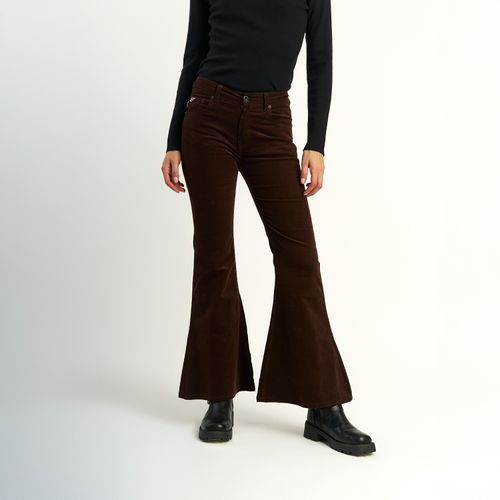 Pantalon Ellus Mujer Skinny Flare Pana Café