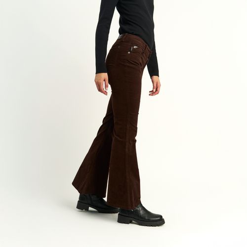 Pantalon Ellus Mujer Skinny Flare Pana Café