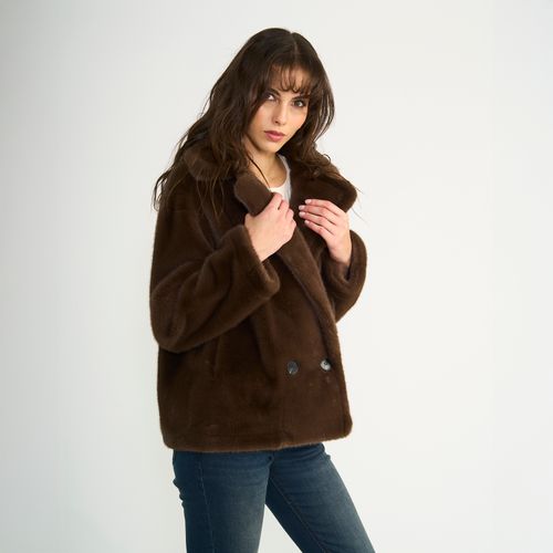 Abrigo 3/4 Ellus Mujer Pelo Cafe Oscuro