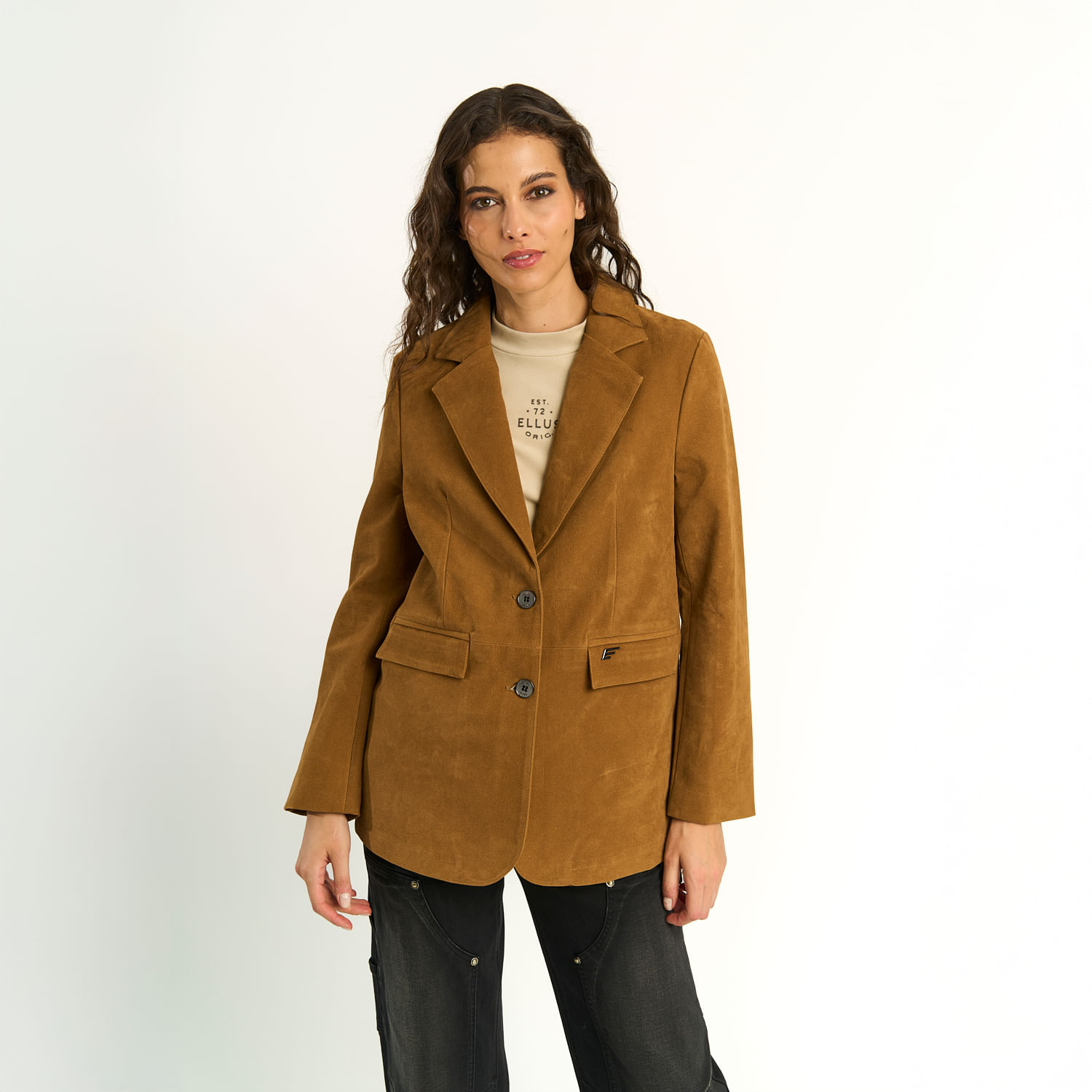 Chaqueta Ellus Mujer Estilo Blazer Color Cafe