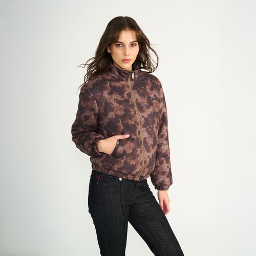 Puffa Ellus Mujer Estilo Bomber Estampado Vaca Café