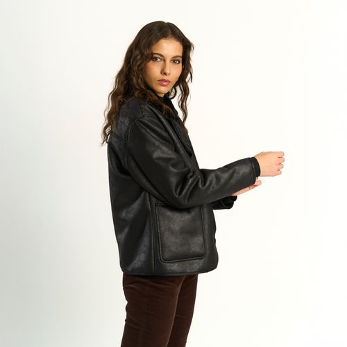 Chaqueta Ellus Mujer Gamulán Bonded Pelo Interno Negro