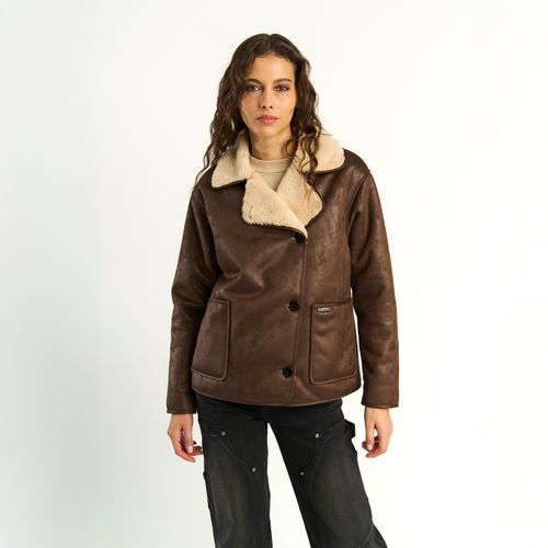 Chaqueta Ellus Mujer Gamulán Bonded Pelo Interno Café
