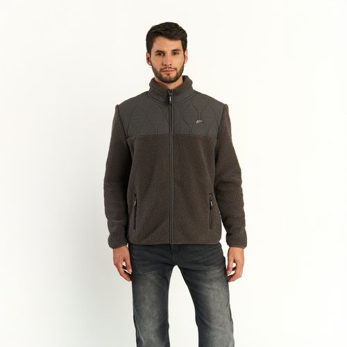 Polerón Ellus Hombre Cuello Alto Sherpa Full Zipper Quilted Gris
