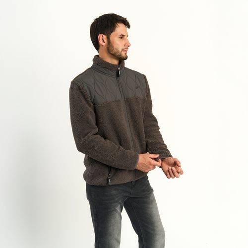 Polerón Ellus Hombre Cuello Alto Sherpa Full Zipper Quilted Gris