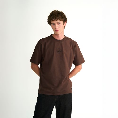 Polera Ellus Hombre Manga Corta Logo Central Café