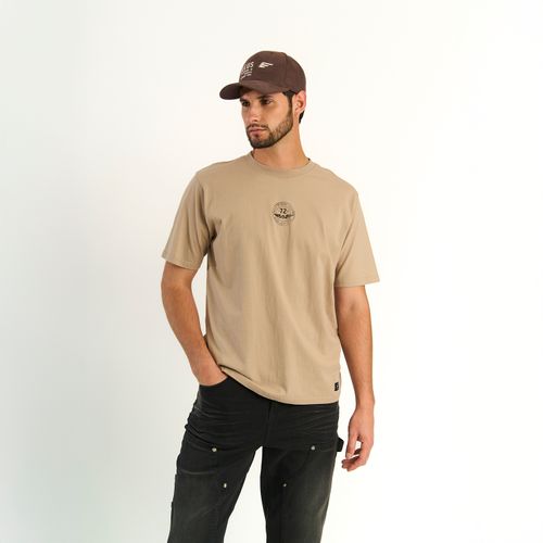 Polera Ellus Hombre Manga Corta Logo Central Marrón