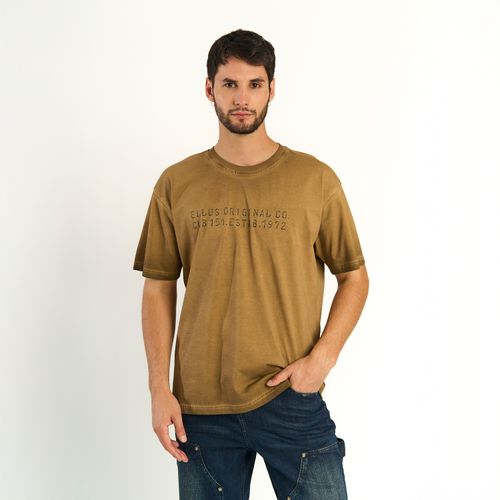 Polera Ellus Algodón Pesado Dirty Wash Café