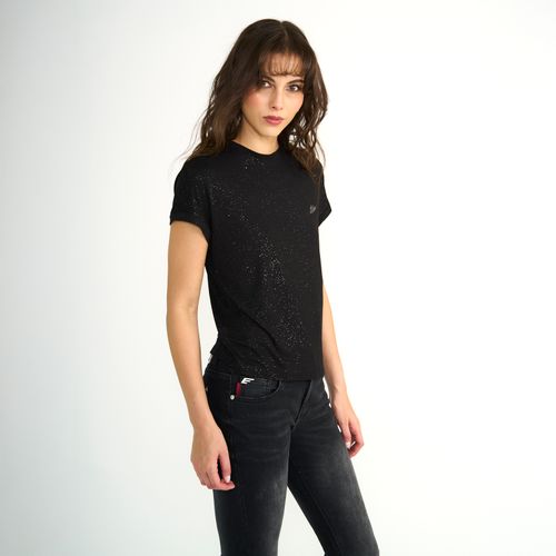 Polera Ellus Mujer Manga Corta Negra Rock Dna Negro