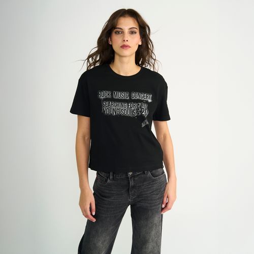 Polera Ellus Mujer Manga Corta Rock Dna Loose Fit Negro