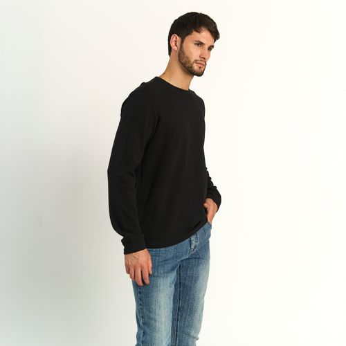 Polera Ellus Hombre Manga Larga Maxi Pique Logo E Negro