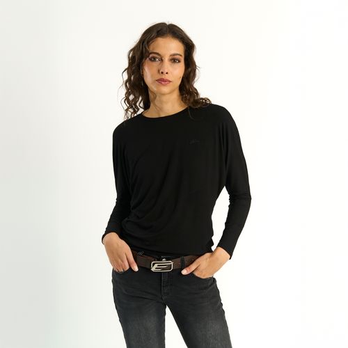 Polera Ellus Mujer Manga Larga Logo Frontal Negro