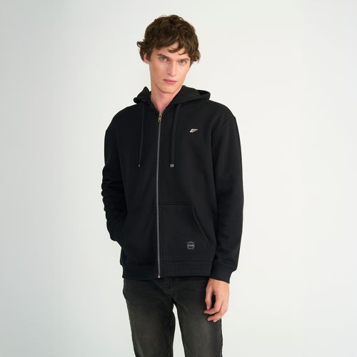 Poleron Ellus Hombre Full Zipper Bonded Piqué Negro