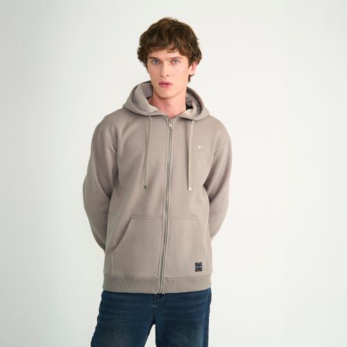 Poleron Ellus Hombre Full Zipper Bonded Piqué Gris