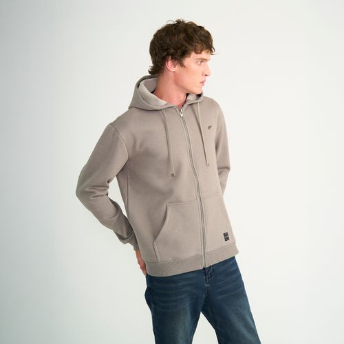 Poleron Ellus Hombre Full Zipper Bonded Piqué Gris