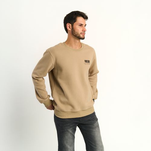 Poleron Ellus Hombre Cuello Redondo Fleece Print Nipon