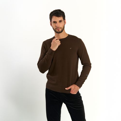 Sweater Ellus Hombre Cuello Regular Basico Café