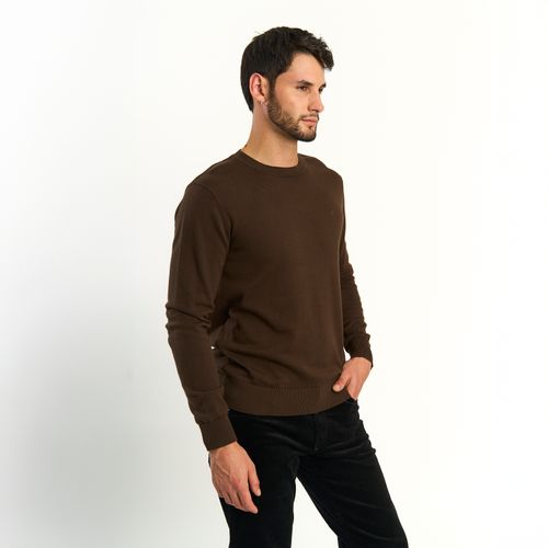 Sweater Ellus Hombre Cuello Regular Basico Café