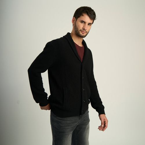 Cardigan Ellus Hombre Botones Negro