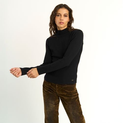 Sweater Ellus Mujer Beatle Logo Frontal Negro