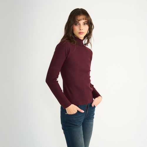 Sweater Ellus Mujer Beatle Logo Frontal Burdeo