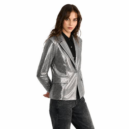Blazer Oversize Single Breasted Sequence Silver