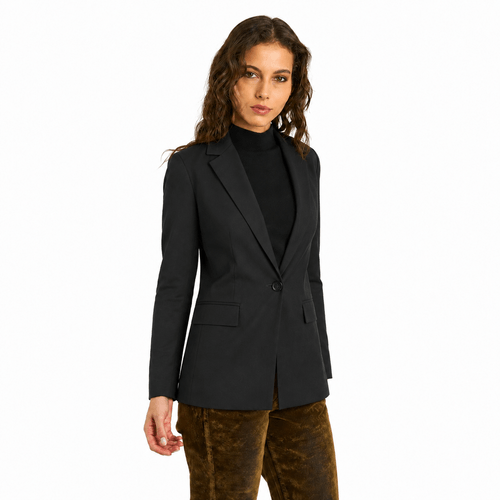 Blazer Oversize Single Breasted Solid Color Negro
