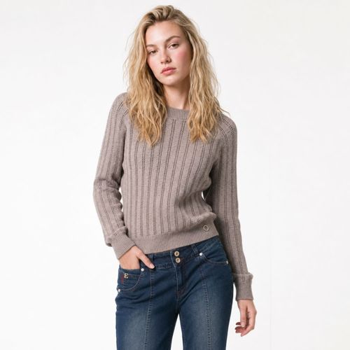 Tejido Mujer Cuello Redondo Calado Vertical